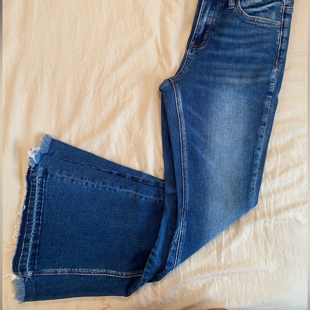 Dark blue denim, Bridge by gly, flare jeans.